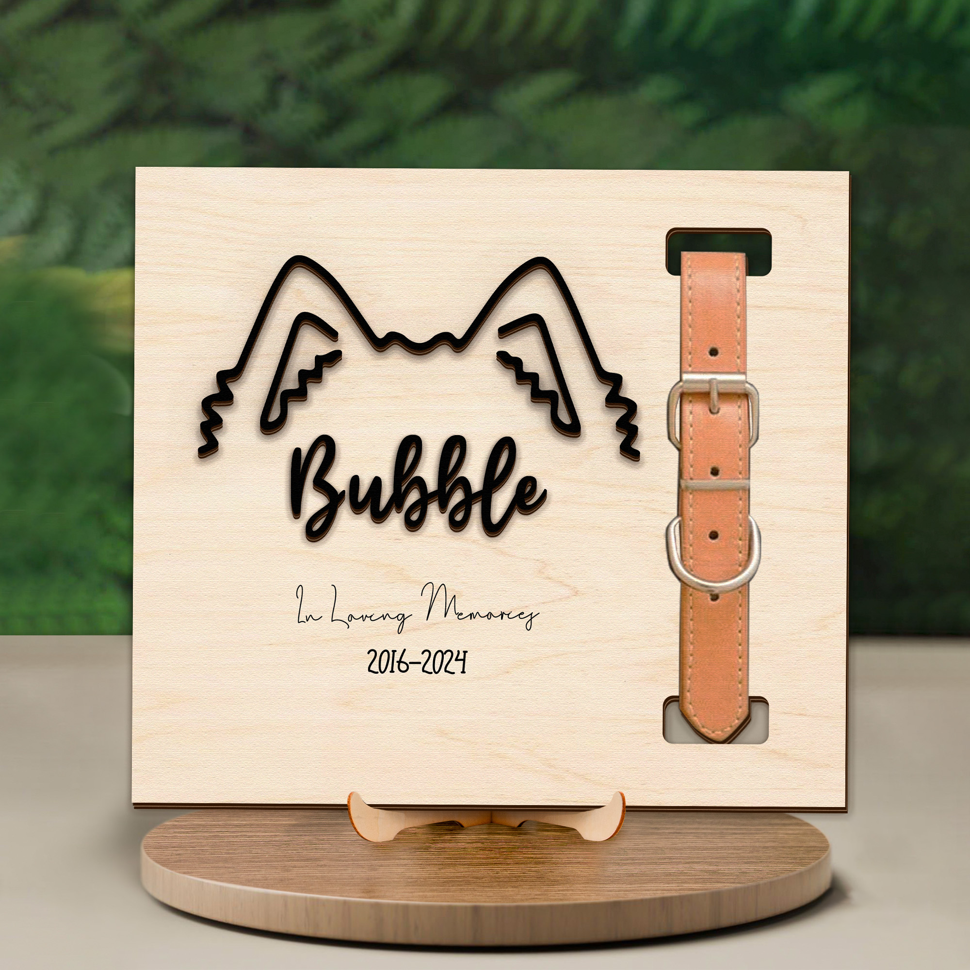 Personalized Pet Memorial Photo Frame with Name, Dates & Collar Holder - Custom Pet Remembrance Gift, Memorial Print for Beloved Dog or Cat