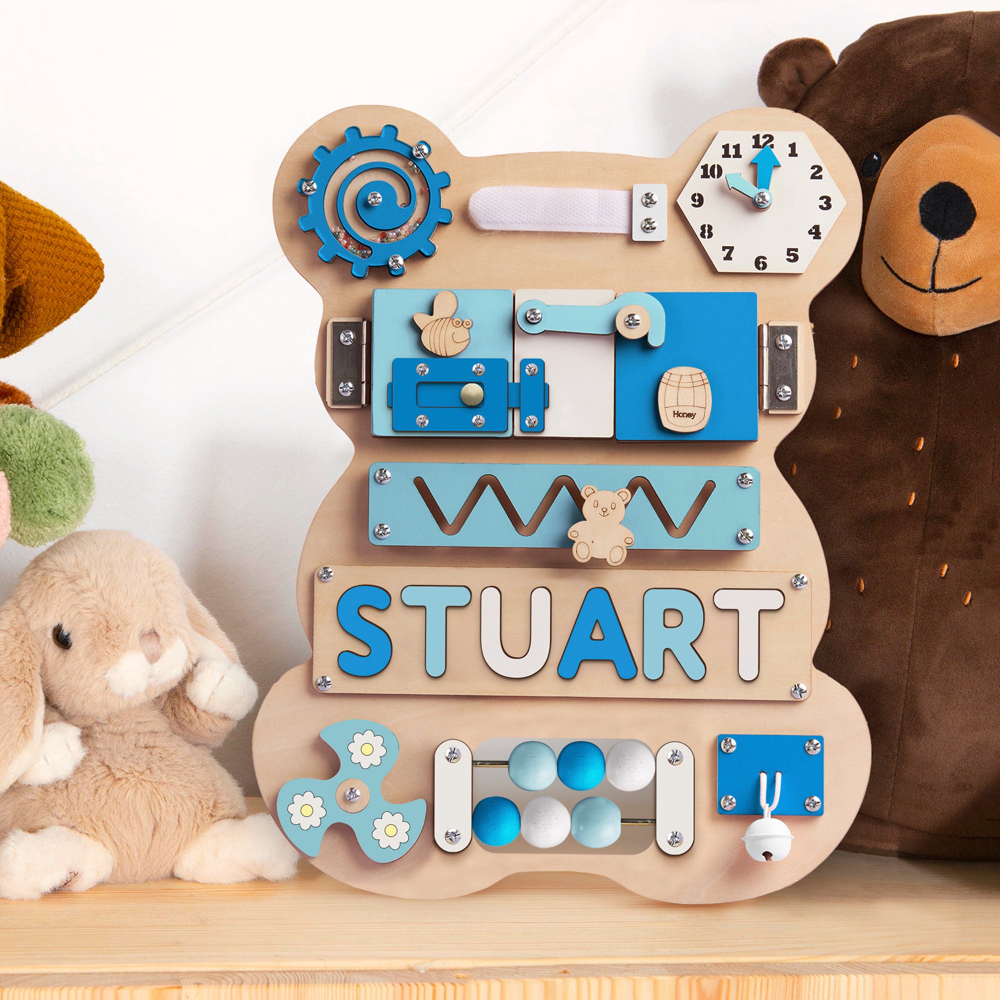 Personalized Baby Busy Board, Wooden Montessori Toys, Baby Shower Gift, Toddler Gifts, Baby Christmas Gifts Custom Name Puzzle BB04