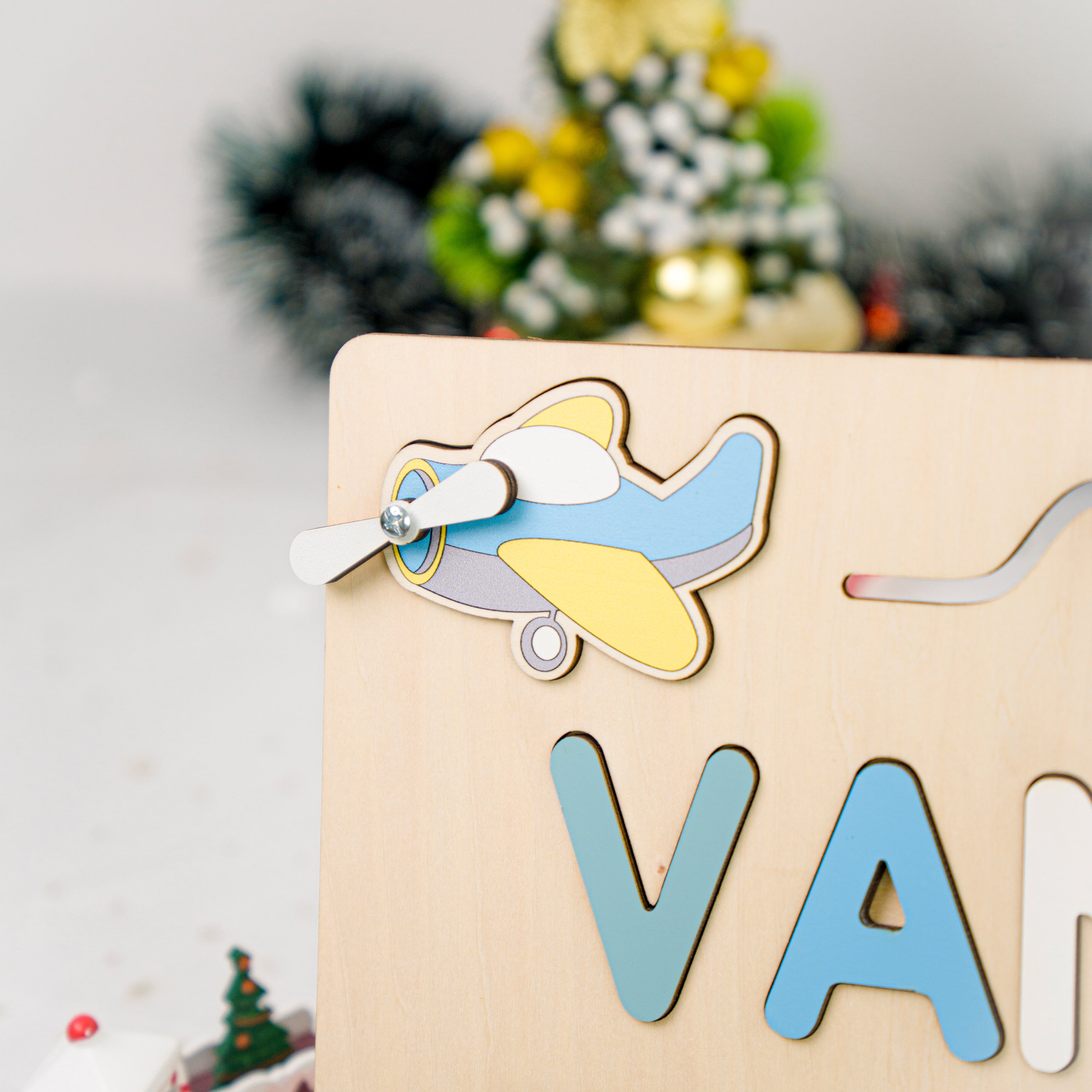 Personalized Baby Busy Board, Wooden Montessori Toys, Baby Shower Gift, Toddler Gifts, Baby Christmas Gifts Custom Name Puzzle BB02