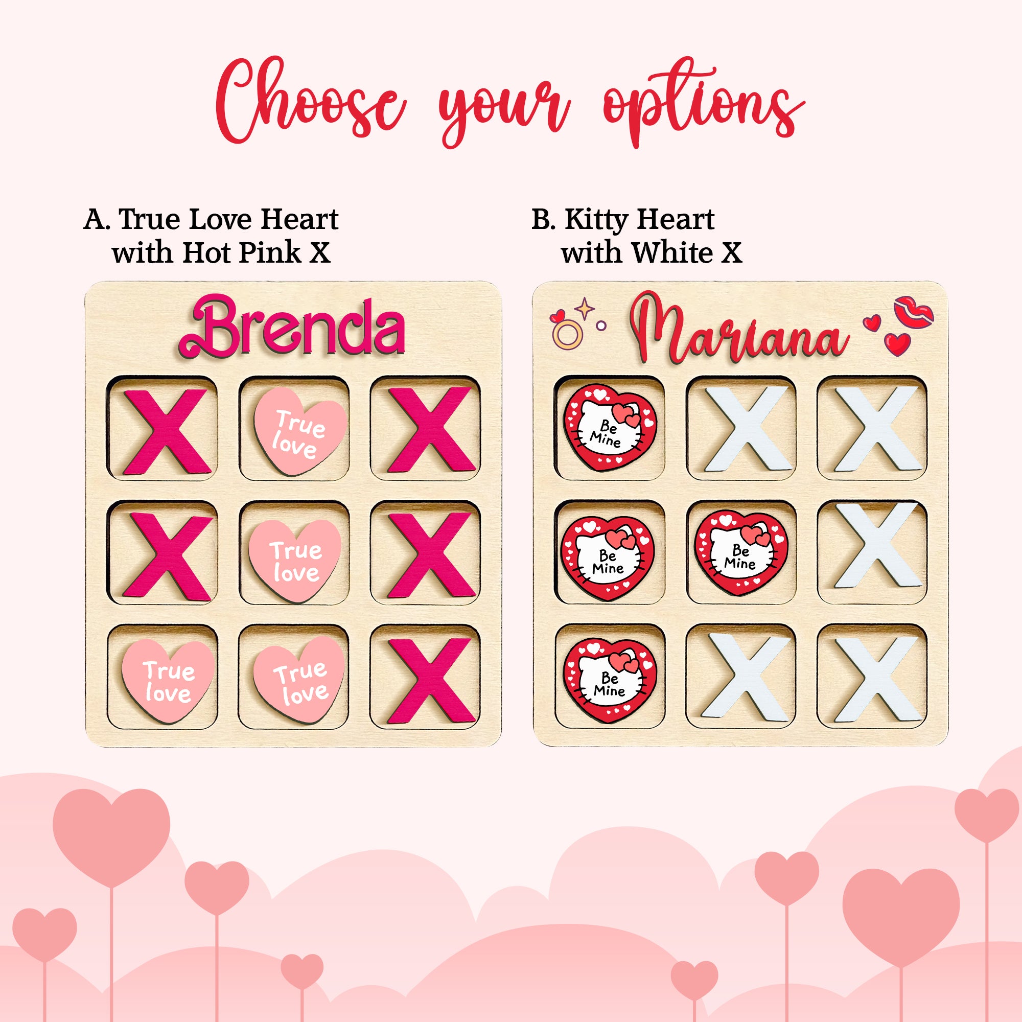 Valentine's Day Gift: Personalized Wooden Tic-Tac-Toe